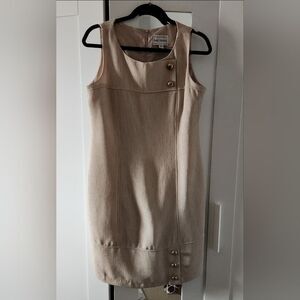 Karin Stevens Beige Sleeveless Knee Length Dress